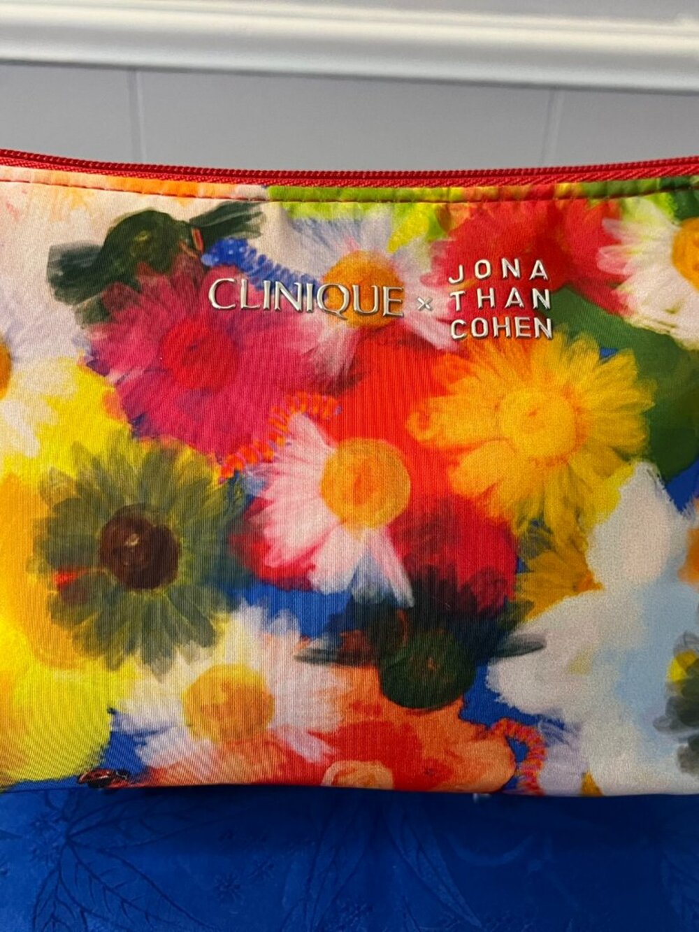 SOLD-Clinique x Jonathan Cohen Floral Makeup Bag Cosmetic Pouch Bright